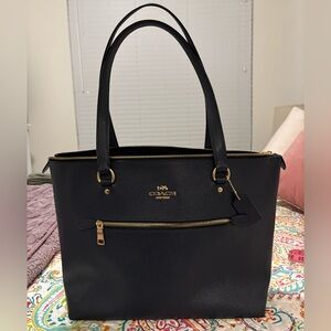 Coach Navy Blue Leather Tote Bag